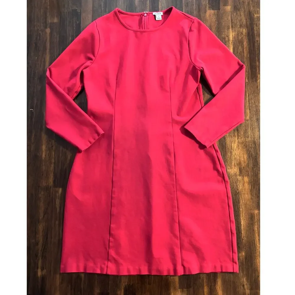 J Crew Women's 12 Dress Long Sleeve Stretch Ponte Knit Knee Length Fitted